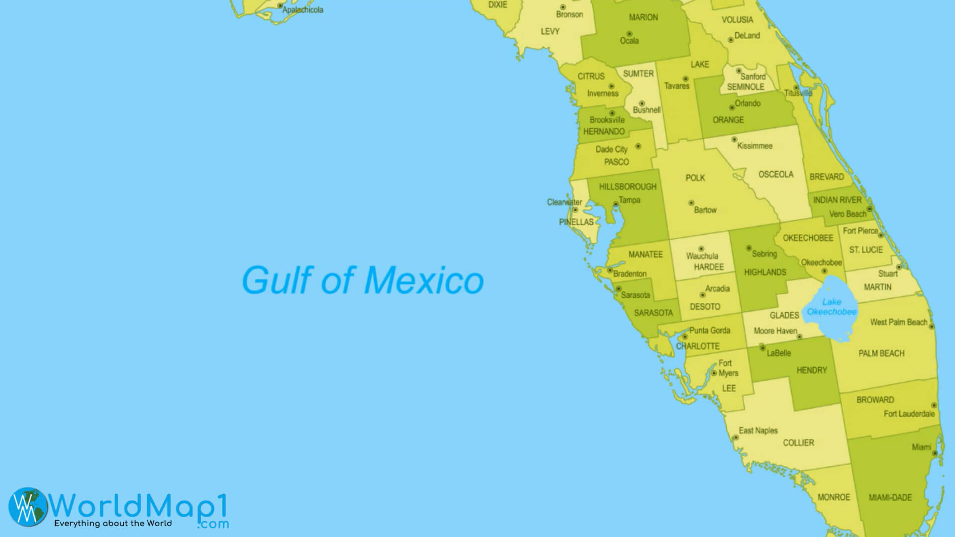 Gulf of Mexico and Florida Map